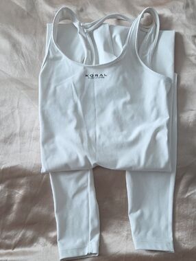 Koral White Leggings  Active JUMPSUIT with Subtle Logo
